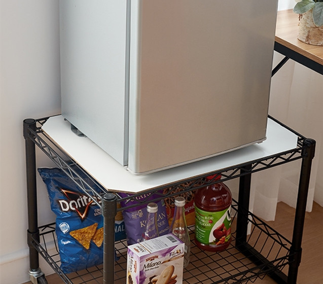 Durable Wire Shelf for Mini Fridge Stand with Wheels Space Saving Dorm Room Storage Essentials Studio Apartment Furniture College Student Must Haves