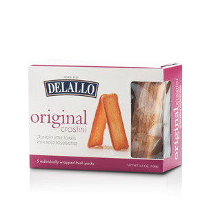 Front and partial side view of our box of Crostini Toast.
