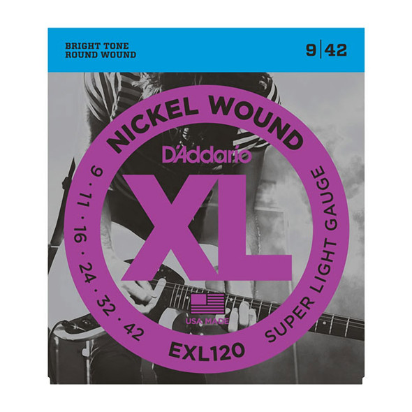 D'Addario EXL120-3D Nickel Wound Electric Strings, Super Light 9-42 (3 Pack) 