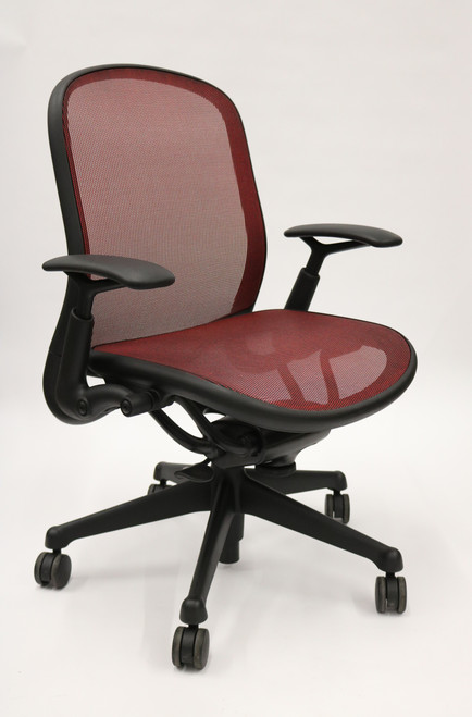 Knoll Chadwick Chair Red Mesh Black Frame + Adjustable Arms