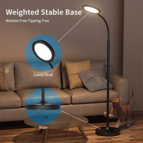 ModSavy Floor Lamp Super Bright Dimmable LED Lamps for Living Room, Custom Color Temperature Standing Lamp with Remote Push Button, Adjustable Gooseneck Reading Floor Lamp for Bedroom Office
