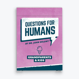 An image of the Questions for Humans Grandparents and Kids deck